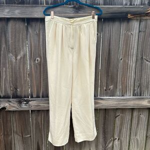 St. John's Vintage High-Waisted Silk Cream Trousers - Petite